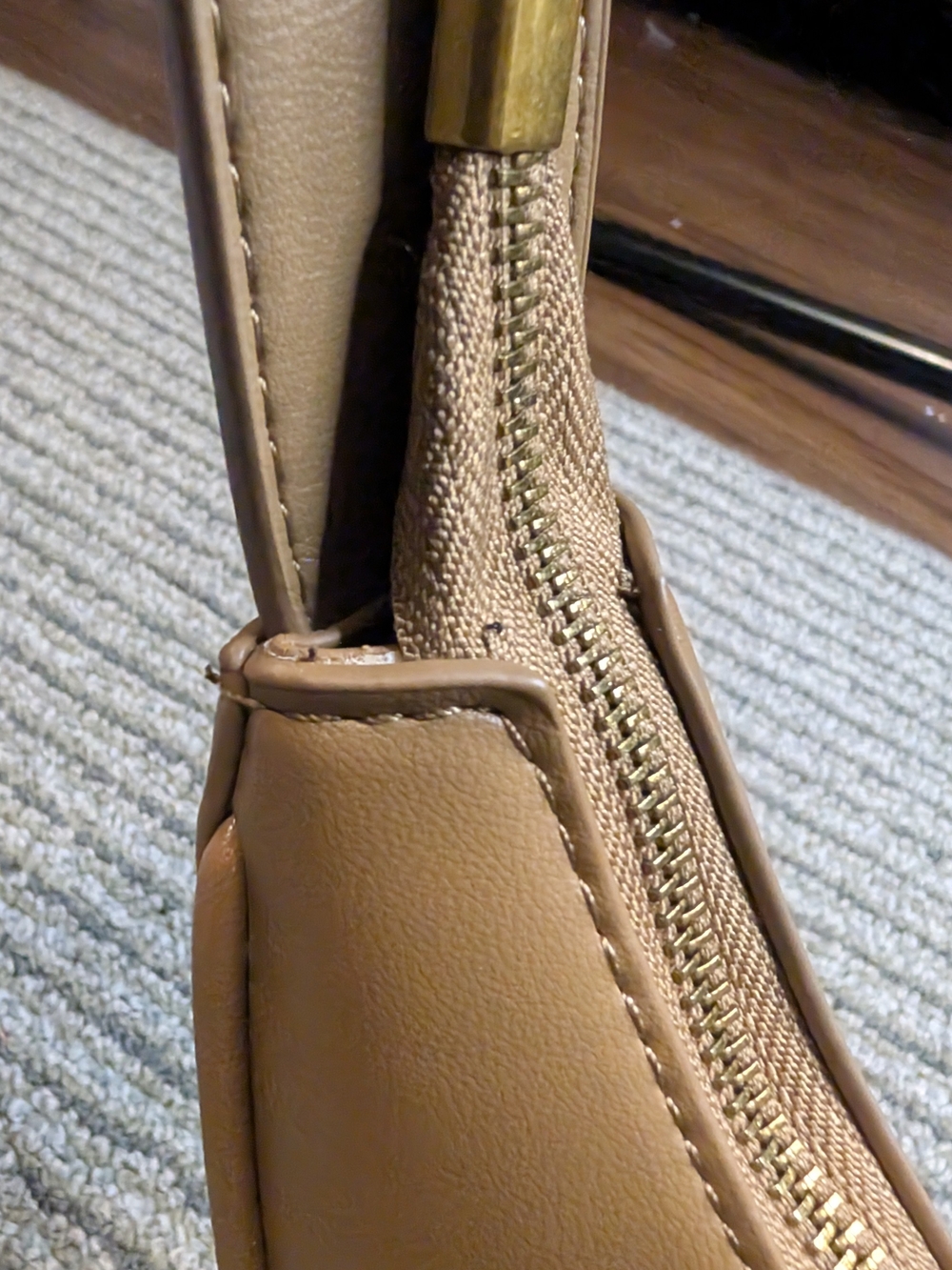 Madison West Taupe Crescent Leather Shoulder Bag - Women - Picture 5 of 7